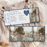 Destination Wedding Boarding Pass Plane Ticket  Invitation<br><div class="desc">Save the date aeroplane ticket save the date invitation. Announce your destination wedding with our fun modern save the date incitation made to resemble a plane ticket . Customise with your photos,  name,  date,  location,  etc. Artwork hand-painted by Moodthology Papery</div>