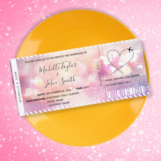 Destination Wedding Boarding Pass Ticket Gold Plan Invitation (Creator Uploaded)
