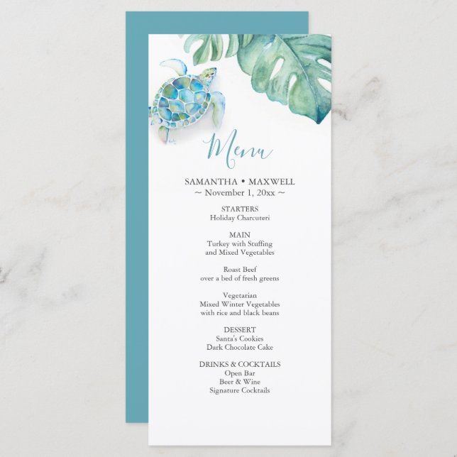 Destination Wedding Decor Menus Tropical (Front/Back)