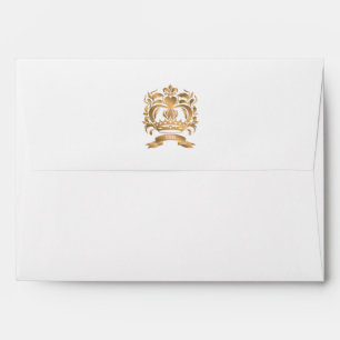 Destination Wedding Gold Crest Monogram Envelope