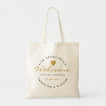 Destination Wedding Gold Heart Guest Welcome Tote Bag<br><div class="desc">Welcome guests for your destination wedding with personalised gifts. The modern and stylish wedding welcome tote bags lets you share your joy. Personalise with the location of your wedding, bride and groom names,  and wedding date.</div>