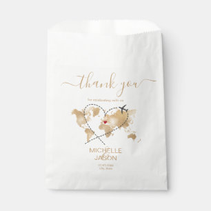 Destination Wedding Gold World Map Thank You Favour Bags