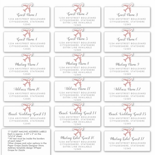 Destination Wedding Guest Address Sticker (Front)