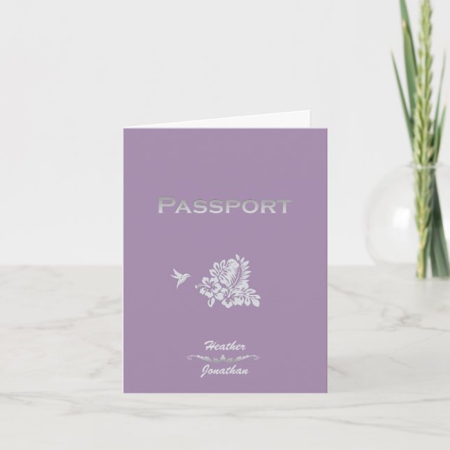 Destination Wedding Invitation Passport & Hibiscus (Front)