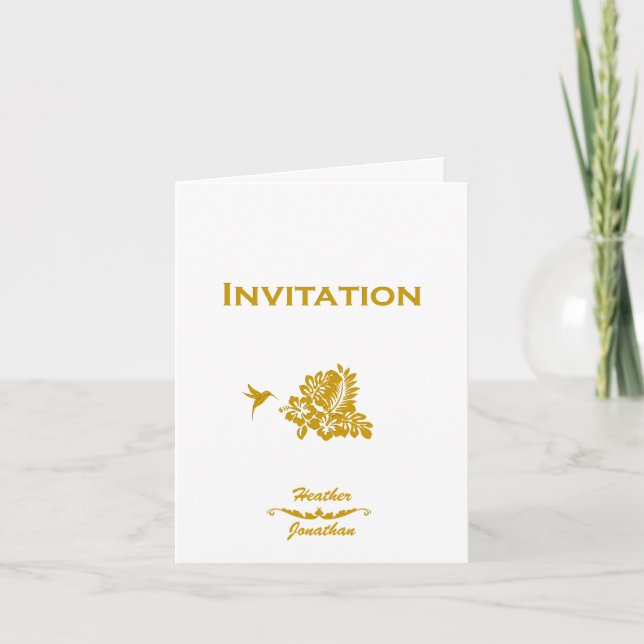 Destination Wedding Invitation Passport & Hibiscus (Front)