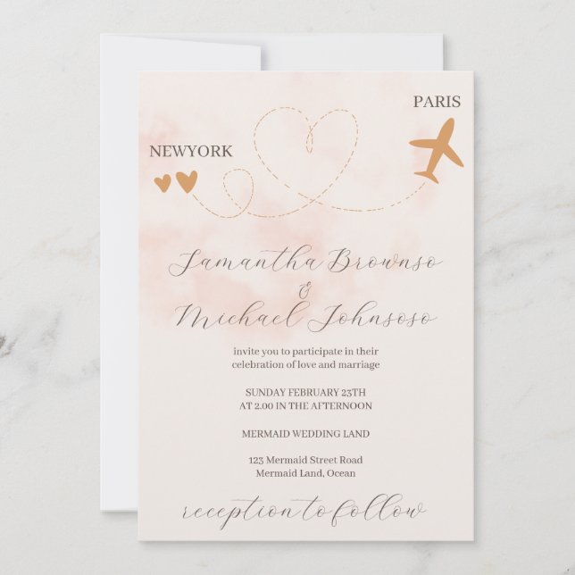 Destination Wedding Invitation with Aeroplane (Front)