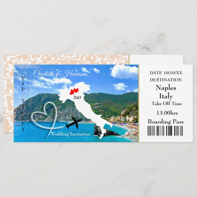 Destination Wedding Italy Europe Invitation (Front/Back)