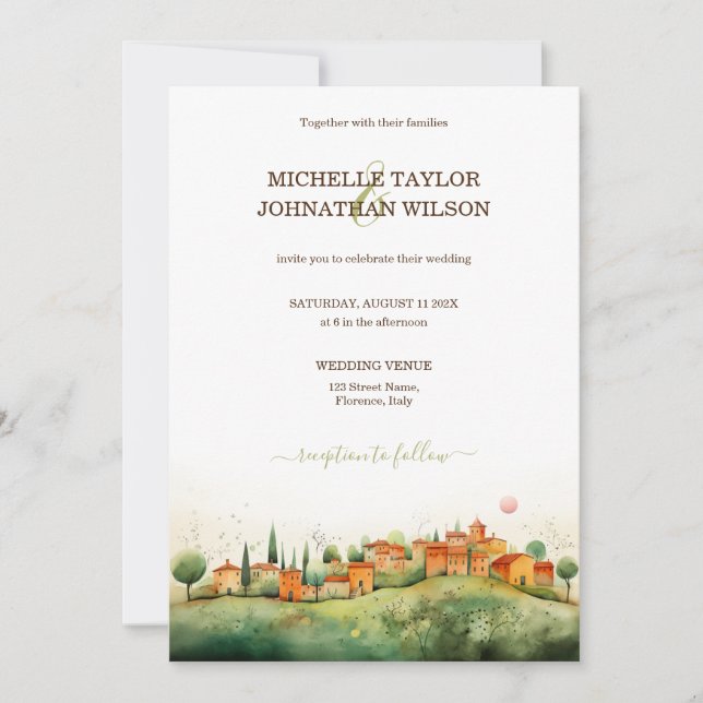 Destination Wedding Italy Tuscany Florence Invitation (Front)