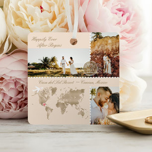 Destination Wedding Map Pin Photo Collage Keepsake Metal Tree Decoration
