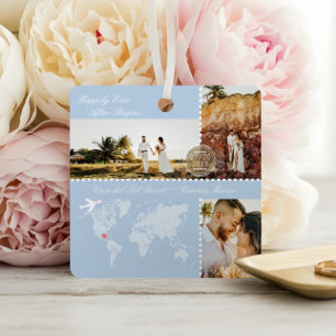 Destination Wedding Map Pin Photo Collage Keepsake Metal Tree Decoration