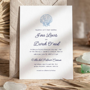 Destination Wedding Minimalistic Blue Invitation