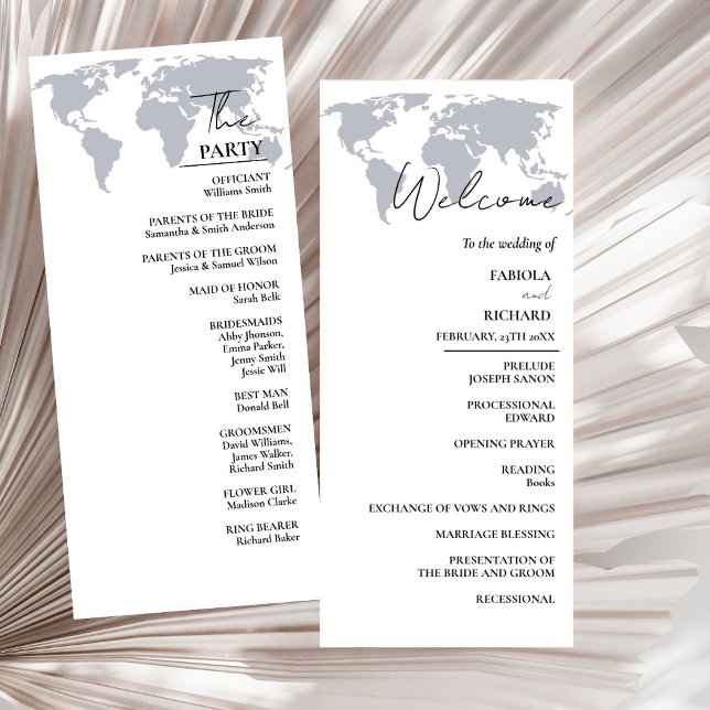 Destination wedding Navy Blue Wedding Program Card (Creator Uploaded)