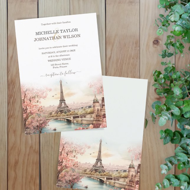 Destination Wedding Paris Eiffel Tower France Invitation (Creator Uploaded)