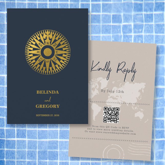 Destination Wedding Passport Compass Wedding  Enclosure Card (Destination Wedding Passport Compass Wedding Enclosure Card)