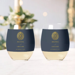 Destination Wedding Passport Compass Wedding Favou Stemless Wine Glass