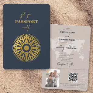 Destination Wedding Passport Compass Wedding  Invitation