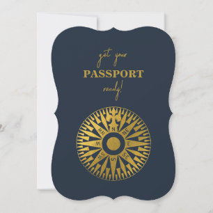 Destination Wedding Passport Compass Wedding Invitation