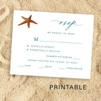 Destination wedding printable menu choice RSVP