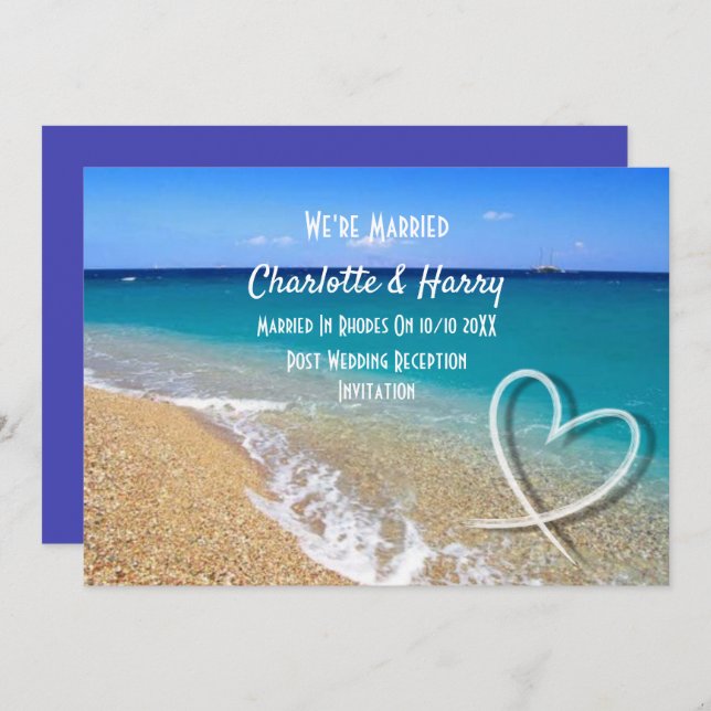 Destination Wedding Rhodes Greece Ticket Invitation (Front/Back)