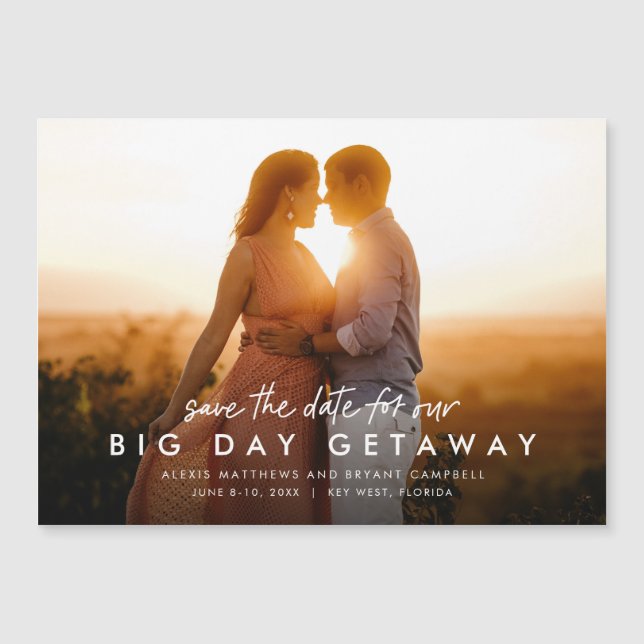 Destination wedding save the date photo magnet (Front)