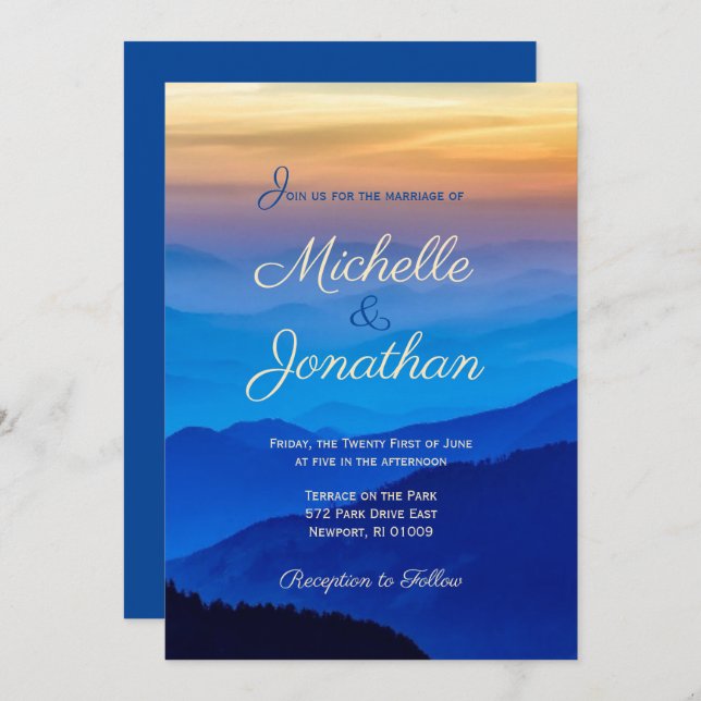 Destination Wedding Sunset Invitation (Front/Back)