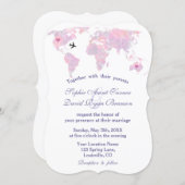 Destination Wedding Travel Watercolor World Map Invitation (Front/Back)