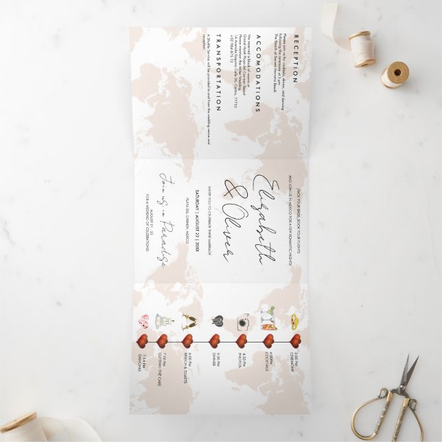 Destination Wedding Tri-Fold Invitation (Inside)