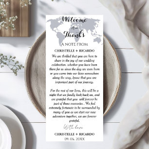 Destination wedding Welcome & Thank you Table Card