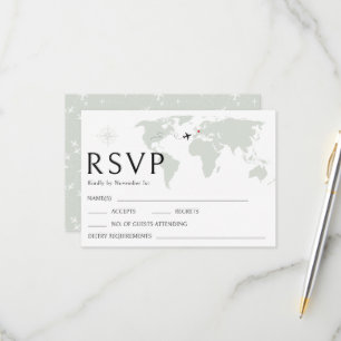 Destination wedding world map RSVP response card