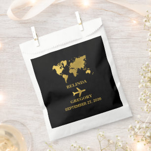 Destination Wedding World Passport Black Gold Favour Bags
