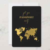 Destination Wedding World Passport Black Gold