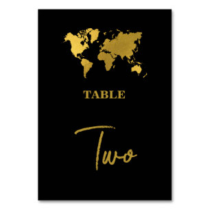 Destination Wedding World Passport Black Gold Table Number