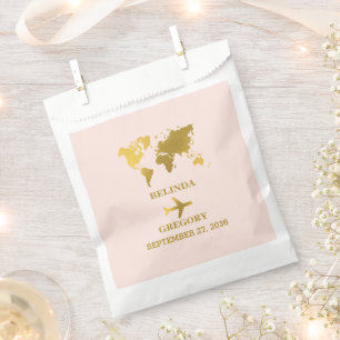 Destination Wedding World Passport Blush Pink Gold Favour Bags