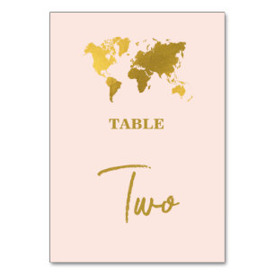 Destination Wedding World Passport Blush Pink Gold Table Number