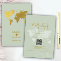 Destination Wedding World Passport Sage Green Gold