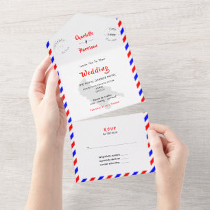 Destination Wedding Zante Greece Airmail All In On One Invitation