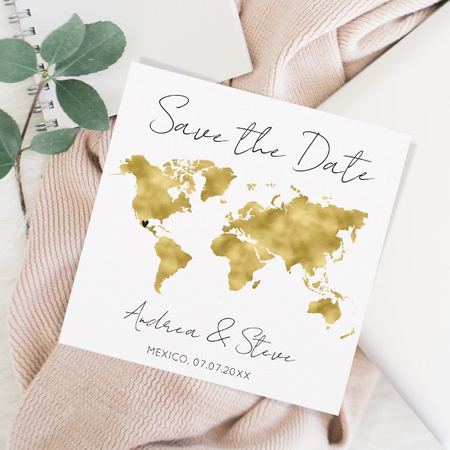 Destination World Map moveable hearts Save The Dat Date (Creator Uploaded)