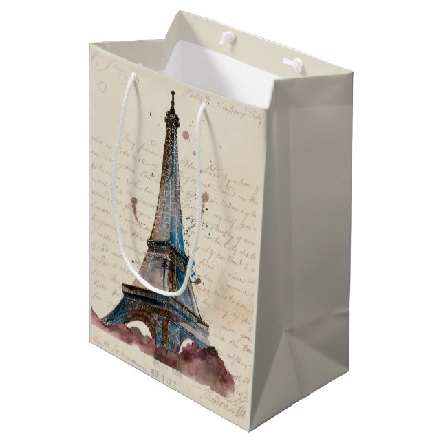 Destinations | Letters From The Eiffel Tower Medium Gift Bag (Front Angled)