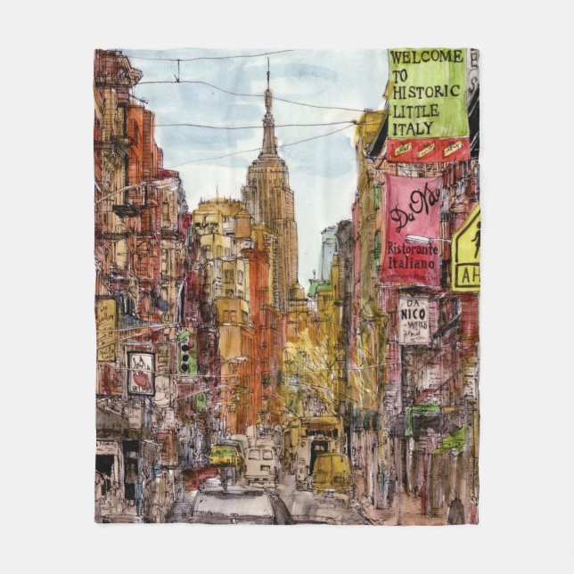 Destinations | New York City View of Little Italy Fleece Blanket (Front)