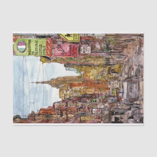 Destinations | New York City View of Little Italy Tissue Paper (Front)