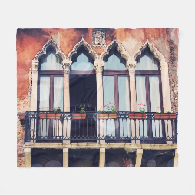 Destinations | Rustic Venice Building Fleece Blanket (Front (Horizontal))