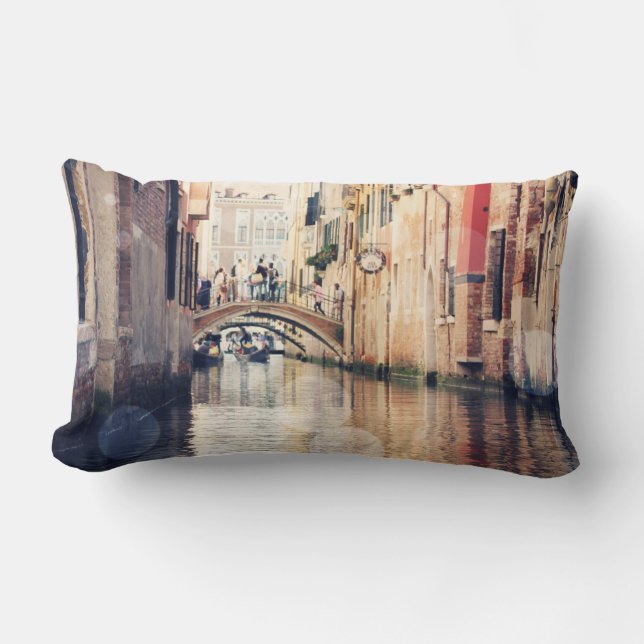 Destinations | Venice Gondolas Photograph Lumbar Cushion (Front)