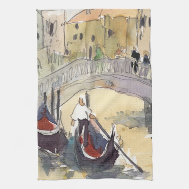 Destinations | Venice Plein Air Gondola Ride Tea Towel (Vertical)