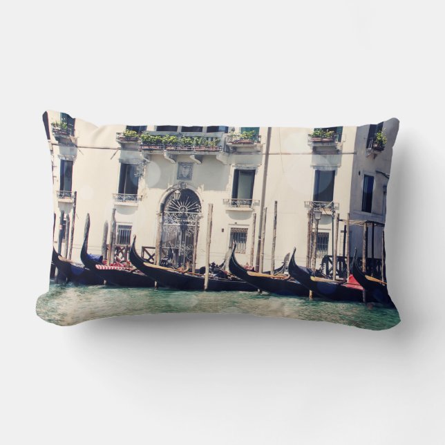Destinations | Venice Waterfront Photograph Lumbar Cushion (Front)