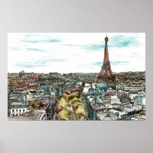Destinations   Vintage Eiffel Tower in Paris View Poster