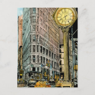 Destinations Vintage Fifth Avenue Clock Postcard