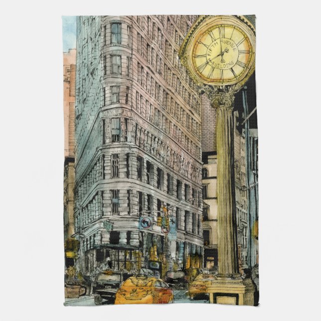 Destinations | Vintage Fifth Avenue Clock Tea Towel (Vertical)