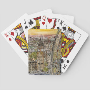 Destinations Watercolor Big Ben & London Eye Playing Cards