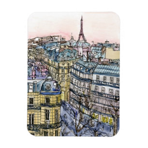 Destinations Watercolor Eiffel Tower & Paris Magnet