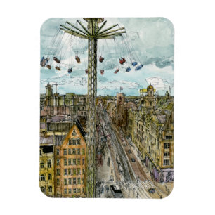 Destinations Watercolor European Swing Ride Magnet